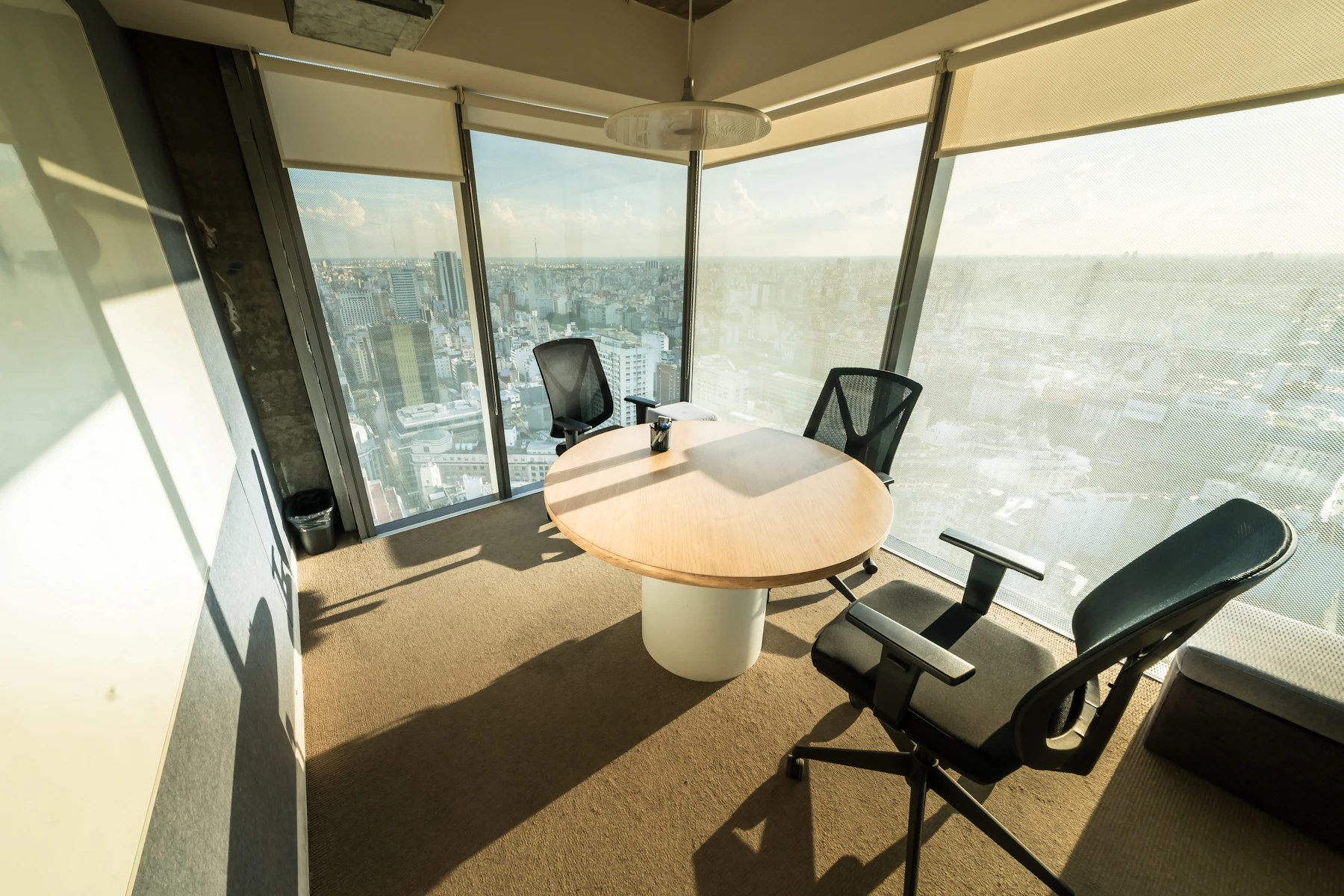 Quiet meeting room high above a city
